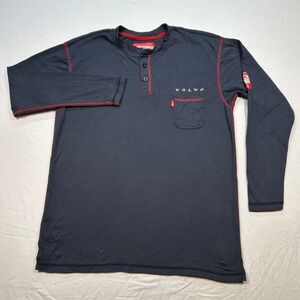 Volvo Workwear Pocket Portwest Henley Shirt XL Mens Navy Blue FR Flame Resistant